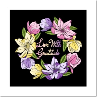 Live With Gratitude - Magnolia Flowers Posters and Art